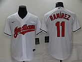 Indians 11 Jose Ramirez White Nike Cool Base Jersey,baseball caps,new era cap wholesale,wholesale hats